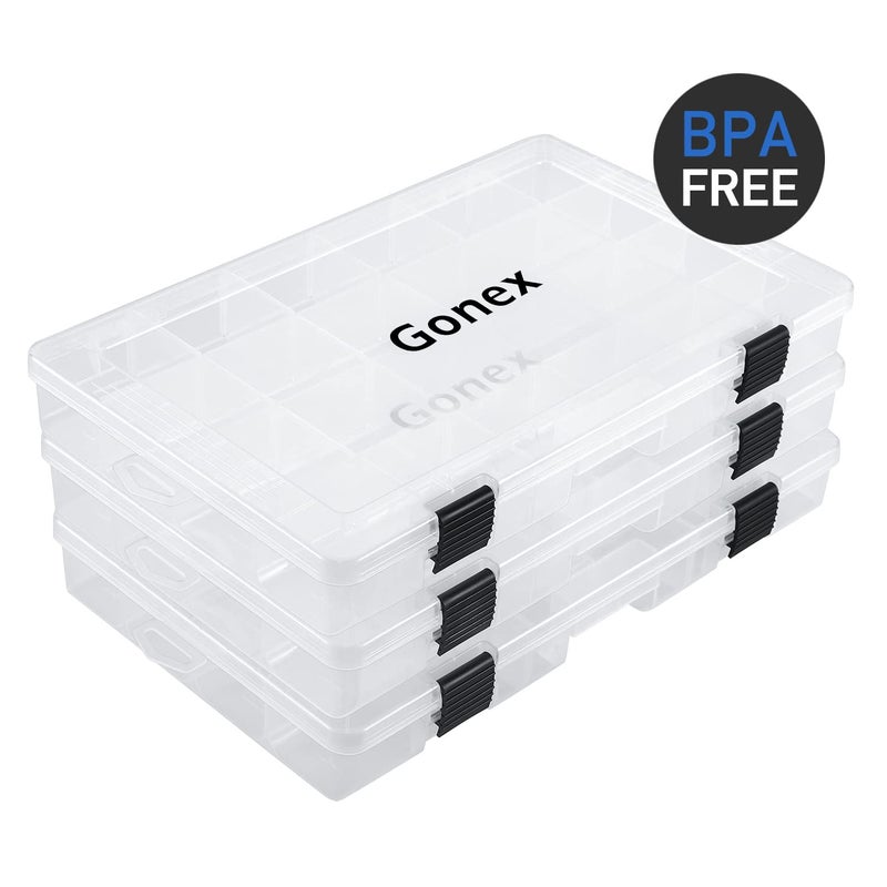 Gonex 3600 Tackle Trays 3 Packs, Transparent Fishing Tackle Boxes Organizer and Storage with Adjustable Dividers, Plastic 3600 Tackle Boxes for Lures, Hooks, & Other Accessories - Image 4
